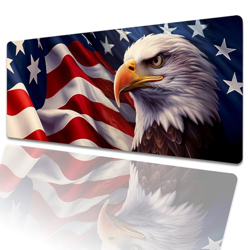 amepay Eagle Gaming-Mauspad, 80 x 30 cm, amerikanische Flagge, große erweiterte Schreibtischunterlage mit rutschfester Gummiunterseite, großes Mauspad für Laptop, Computer, PC, Gamer, Büro amepay Eagle Gaming-Mauspad, 80 x 30 cm, amerikanische Flagge, große erweiterte Schreibtischunterlage mit rutschfester Gummiunterseite, großes Mauspad für Laptop, Computer, PC, Gamer, Büro von amepay