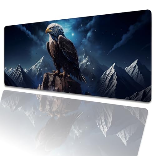 amepay Gaming-Mauspad, Motiv: Weißkopfseeadler, verschneit, 80 x 30 cm, Bergnacht, große erweiterte Schreibtischunterlage mit rutschfester Gummiunterseite, großes Mauspad für Laptop, Computer, PC, für amepay Gaming-Mauspad, Motiv: Weißkopfseeadler, verschneit, 80 x 30 cm, Bergnacht, große erweiterte Schreibtischunterlage mit rutschfester Gummiunterseite, großes Mauspad für Laptop, Computer, PC, für von amepay