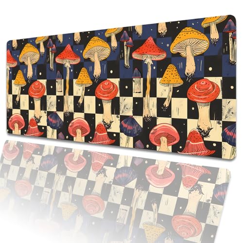 amepay Gaming-Mauspad, Retro-Pilz, 80 x 30 cm, buntes Schachbrett, große erweiterte Schreibtischunterlage mit rutschfester Gummiunterseite, großes Mauspad für Laptop, Computer, PC, für Gamer, Büro amepay Gaming-Mauspad, Retro-Pilz, 80 x 30 cm, buntes Schachbrett, große erweiterte Schreibtischunterlage mit rutschfester Gummiunterseite, großes Mauspad für Laptop, Computer, PC, für Gamer, Büro von amepay