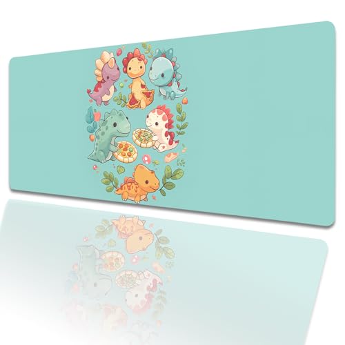amepay Gaming-Mauspad mit Cartoon-Dinosaurier-Motiv, 80 x 30 cm, niedliche Dinosaurier-Pizza, große erweiterte Schreibtischunterlage mit rutschfester Gummiunterseite, großes Mauspad für Laptop amepay Gaming-Mauspad mit Cartoon-Dinosaurier-Motiv, 80 x 30 cm, niedliche Dinosaurier-Pizza, große erweiterte Schreibtischunterlage mit rutschfester Gummiunterseite, großes Mauspad für Laptop von amepay