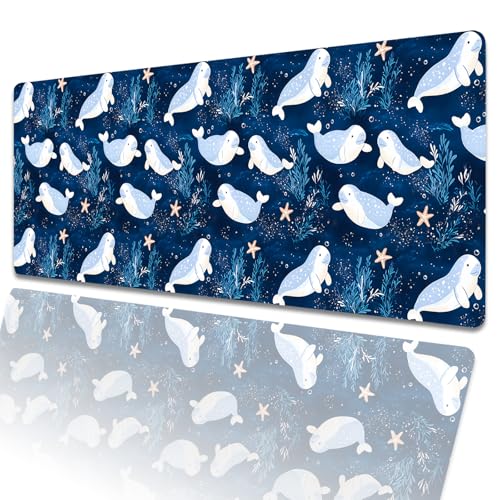 amepay Gaming-Mauspad mit Cartoon-Seekuh, 80 x 30 cm, niedliches Ozean, große erweiterte Schreibtischunterlage mit rutschfester Gummiunterseite, blaues großes Mauspad für Laptop, Computer, PC, für amepay Gaming-Mauspad mit Cartoon-Seekuh, 80 x 30 cm, niedliches Ozean, große erweiterte Schreibtischunterlage mit rutschfester Gummiunterseite, blaues großes Mauspad für Laptop, Computer, PC, für von amepay