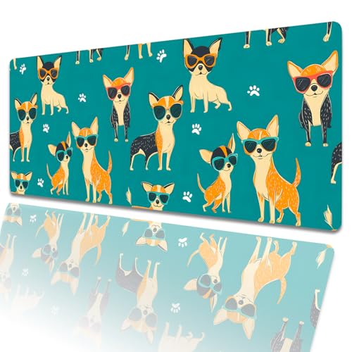 amepay Gaming-Mauspad mit Chihuahua-Sonnenbrille, 80 x 30 cm, cooler Welpen-Hund, große erweiterte Schreibtischunterlage mit rutschfester Gummiunterseite, großes Mauspad für Laptop, Computer, PC, für amepay Gaming-Mauspad mit Chihuahua-Sonnenbrille, 80 x 30 cm, cooler Welpen-Hund, große erweiterte Schreibtischunterlage mit rutschfester Gummiunterseite, großes Mauspad für Laptop, Computer, PC, für von amepay