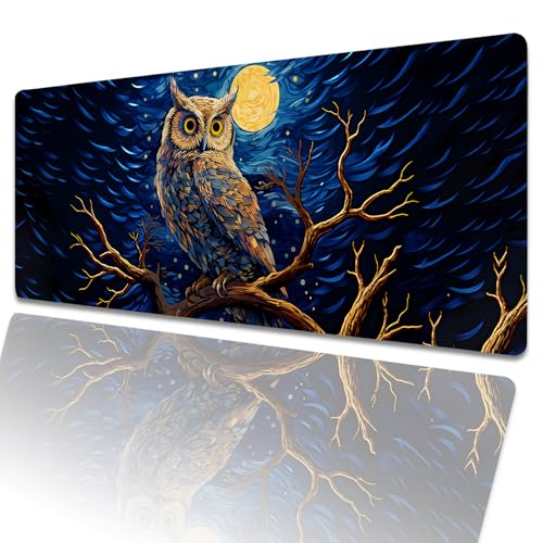 amepay Gaming-Mauspad mit Eulen-Motiv, 80 x 30 cm, blauer Sternenhimmel, große Schreibtischunterlage mit rutschfester Gummiunterseite, großes Vogel-Mauspad für Laptop, Computer, PC, für Gamer, Büro amepay Gaming-Mauspad mit Eulen-Motiv, 80 x 30 cm, blauer Sternenhimmel, große Schreibtischunterlage mit rutschfester Gummiunterseite, großes Vogel-Mauspad für Laptop, Computer, PC, für Gamer, Büro von amepay