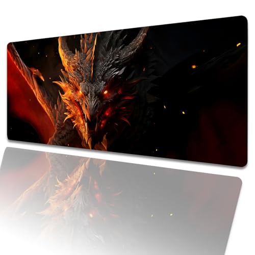 amepay Gaming-Mauspad mit Horror-Feuerdrachen-Motiv, 80 x 30 cm, coole große erweiterte Schreibtischunterlage mit rutschfester Gummiunterseite, schwarzes großes Mauspad für Laptop, Computer, PC, für amepay Gaming-Mauspad mit Horror-Feuerdrachen-Motiv, 80 x 30 cm, coole große erweiterte Schreibtischunterlage mit rutschfester Gummiunterseite, schwarzes großes Mauspad für Laptop, Computer, PC, für von amepay