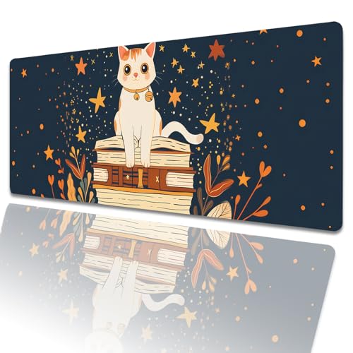 amepay Gaming-Mauspad mit Katzenbuch, 80 x 30 cm, weißes Kätzchen, große erweiterte Schreibtischunterlage mit rutschfester Gummiunterseite, Sternennacht, großes Mauspad für Laptop, Computer, PC, für amepay Gaming-Mauspad mit Katzenbuch, 80 x 30 cm, weißes Kätzchen, große erweiterte Schreibtischunterlage mit rutschfester Gummiunterseite, Sternennacht, großes Mauspad für Laptop, Computer, PC, für von amepay