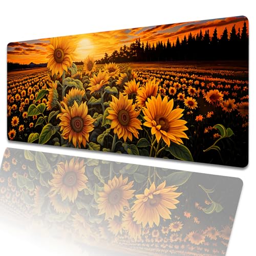 amepay Gaming-Mauspad mit Sonnenblumen-Motiv, 80 x 30 cm, florale Dämmerung, Sonnenuntergang, große Schreibtischunterlage mit rutschfester Gummiunterseite, großes Mauspad für Laptop, Computer, PC, für amepay Gaming-Mauspad mit Sonnenblumen-Motiv, 80 x 30 cm, florale Dämmerung, Sonnenuntergang, große Schreibtischunterlage mit rutschfester Gummiunterseite, großes Mauspad für Laptop, Computer, PC, für von amepay