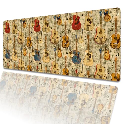 amepay Gaming-Mauspad mit akustischer Gitarre, Vintage-Stil, 80 x 30 cm, Musiknoten, große erweiterte Schreibtischunterlage mit rutschfester Gummiunterseite, großes Mauspad für Laptop, Computer, PC amepay Gaming-Mauspad mit akustischer Gitarre, Vintage-Stil, 80 x 30 cm, Musiknoten, große erweiterte Schreibtischunterlage mit rutschfester Gummiunterseite, großes Mauspad für Laptop, Computer, PC von amepay