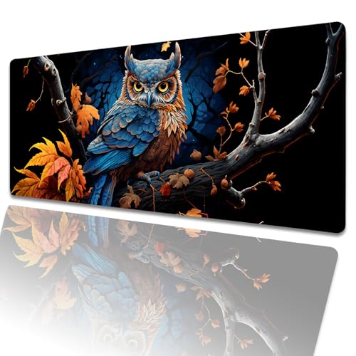 amepay Gaming-Mauspad mit blauer Eule, 80 x 30 cm, Herbstblätter, große Schreibtischunterlage mit rutschfester Gummiunterseite, großes Vogel-Mauspad für Laptop, Computer, PC, für Gamer, Büro amepay Gaming-Mauspad mit blauer Eule, 80 x 30 cm, Herbstblätter, große Schreibtischunterlage mit rutschfester Gummiunterseite, großes Vogel-Mauspad für Laptop, Computer, PC, für Gamer, Büro von amepay