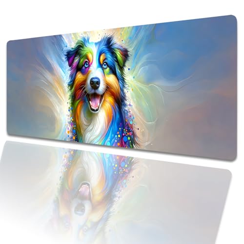 amepay Gaming-Mauspad mit buntem Australian Shepherd, 80 x 30 cm, groß, verlängerte Schreibtischunterlage mit rutschfester Gummiunterseite, großes Mauspad für Laptop, Computer, PC, Gamer, Büro amepay Gaming-Mauspad mit buntem Australian Shepherd, 80 x 30 cm, groß, verlängerte Schreibtischunterlage mit rutschfester Gummiunterseite, großes Mauspad für Laptop, Computer, PC, Gamer, Büro von amepay