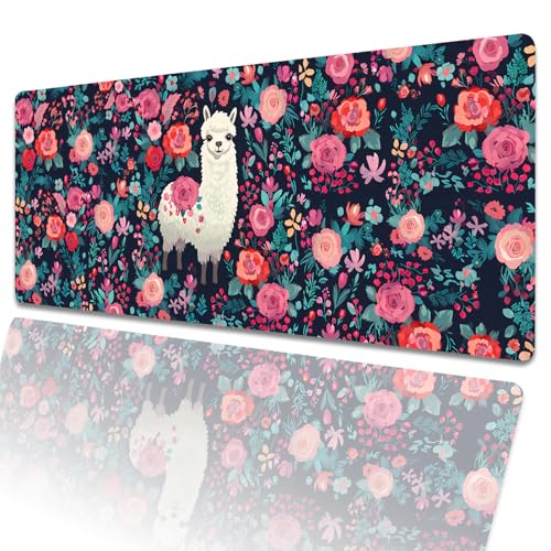 amepay Gaming-Mauspad mit floralem Lama, 80 x 30 cm, dunkle Blume, große erweiterte Schreibtischunterlage mit rutschfester Gummiunterseite, großes Mauspad für Laptop, Computer, PC, für Gamer, Büro amepay Gaming-Mauspad mit floralem Lama, 80 x 30 cm, dunkle Blume, große erweiterte Schreibtischunterlage mit rutschfester Gummiunterseite, großes Mauspad für Laptop, Computer, PC, für Gamer, Büro von amepay