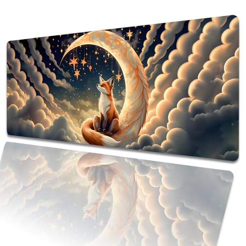 amepay Gaming-Mauspad mit niedlichem Cartoon-Fuchs, 80 x 30 cm, fantastischer Mond, große erweiterte Schreibtischunterlage mit rutschfester Gummiunterseite, großes Stern-Mauspad für Laptop, Computer amepay Gaming-Mauspad mit niedlichem Cartoon-Fuchs, 80 x 30 cm, fantastischer Mond, große erweiterte Schreibtischunterlage mit rutschfester Gummiunterseite, großes Stern-Mauspad für Laptop, Computer von amepay