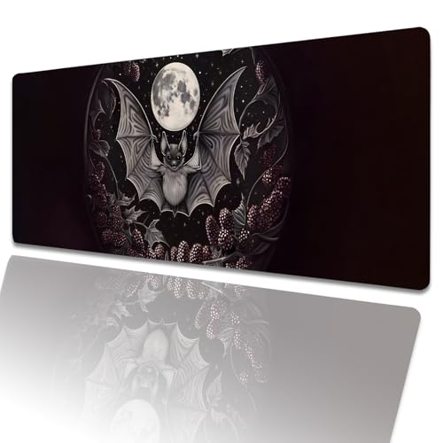 amepay Gaming-Mauspad mit niedlichem Fledermaus-Design, 80 x 30 cm, Gothic-Mond-Design, große erweiterte Schreibtischunterlage mit rutschfester Gummiunterseite, Beeren, großes Mauspad für Laptop amepay Gaming-Mauspad mit niedlichem Fledermaus-Design, 80 x 30 cm, Gothic-Mond-Design, große erweiterte Schreibtischunterlage mit rutschfester Gummiunterseite, Beeren, großes Mauspad für Laptop von amepay