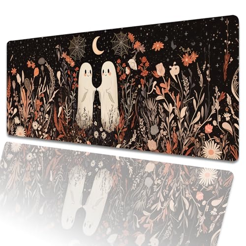 amepay Gaming-Mauspad mit niedlichem Geistermotiv, 80 x 30 cm, Mond, große erweiterte Schreibtischunterlage mit rutschfester Gummiunterseite, Halloween-großes Mauspad für Laptop, Computer, PC, für amepay Gaming-Mauspad mit niedlichem Geistermotiv, 80 x 30 cm, Mond, große erweiterte Schreibtischunterlage mit rutschfester Gummiunterseite, Halloween-großes Mauspad für Laptop, Computer, PC, für von amepay