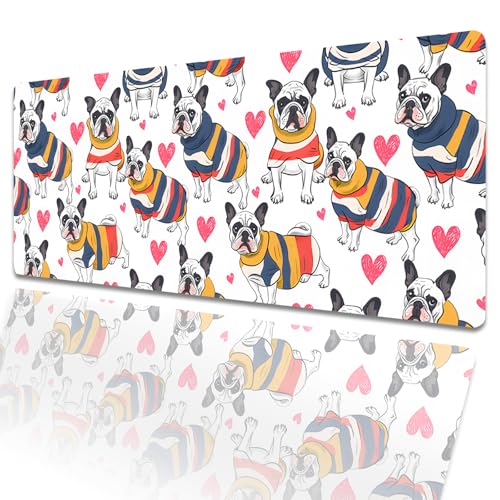 amepay Gaming-Mauspad mit niedlicher französischer Bulldogge, 80 x 30 cm, großer erweiterter Schreibtischunterlage mit rutschfester Gummiunterseite, großes Mauspad für Laptop, Computer, PC, für Gamer amepay Gaming-Mauspad mit niedlicher französischer Bulldogge, 80 x 30 cm, großer erweiterter Schreibtischunterlage mit rutschfester Gummiunterseite, großes Mauspad für Laptop, Computer, PC, für Gamer von amepay