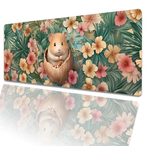 amepay Hamster-Mauspad, 80 x 30 cm, niedliches Cartoon-Tier-Motiv, große erweiterte Schreibtischunterlage mit rutschfester Gummiunterseite, großes Blumenmuster für Laptop, Computer, PC, für Gamer amepay Hamster-Mauspad, 80 x 30 cm, niedliches Cartoon-Tier-Motiv, große erweiterte Schreibtischunterlage mit rutschfester Gummiunterseite, großes Blumenmuster für Laptop, Computer, PC, für Gamer von amepay