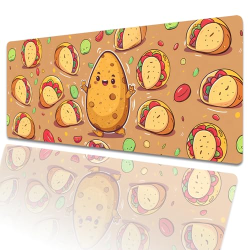 amepay Happy Potato Gaming-Mauspad, 80 x 30 cm, Tacos, lächelnde Avocado, große erweiterte Schreibtischunterlage mit rutschfester Gummiunterseite, großes Mauspad für Laptop, Computer, PC, für Gamer amepay Happy Potato Gaming-Mauspad, 80 x 30 cm, Tacos, lächelnde Avocado, große erweiterte Schreibtischunterlage mit rutschfester Gummiunterseite, großes Mauspad für Laptop, Computer, PC, für Gamer von amepay