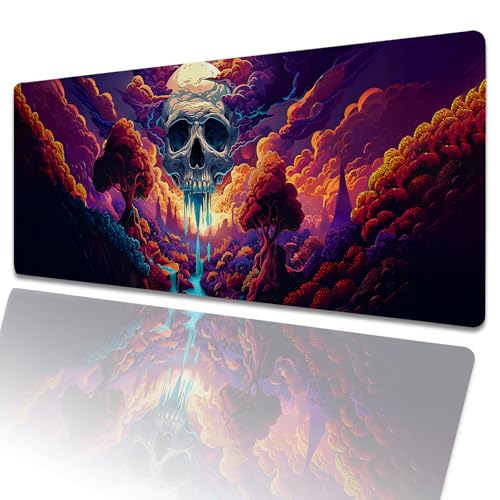 amepay Mystical Skull Gaming-Mauspad, 80 x 30 cm, Gothic, dunkel, groß, verlängerte Schreibtischunterlage mit rutschfester Gummiunterseite, Gothic-Mauspad für Laptop, Computer, PC, für Gamer, Büro amepay Mystical Skull Gaming-Mauspad, 80 x 30 cm, Gothic, dunkel, groß, verlängerte Schreibtischunterlage mit rutschfester Gummiunterseite, Gothic-Mauspad für Laptop, Computer, PC, für Gamer, Büro von amepay