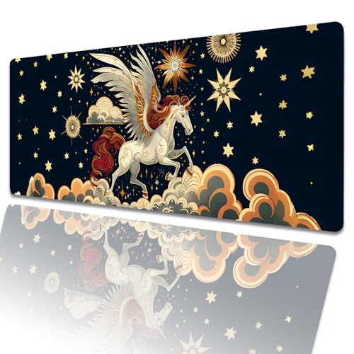 amepay Mythisches Einhorn-Gaming-Mauspad, 80 x 30 cm, magische, himmlische, große, erweiterte Schreibtischunterlage mit rutschfester Gummiunterseite, großes Mauspad für Laptop, Computer, PC, für Gamer amepay Mythisches Einhorn-Gaming-Mauspad, 80 x 30 cm, magische, himmlische, große, erweiterte Schreibtischunterlage mit rutschfester Gummiunterseite, großes Mauspad für Laptop, Computer, PC, für Gamer von amepay