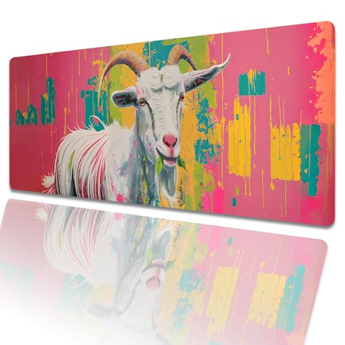 amepay Skurriles Gaming-Mauspad mit Ziegenkunst, 80 x 30 cm, große erweiterte Schreibtischunterlage mit rutschfester Gummiunterseite, rosa großes Mauspad für Laptop, Computer, PC, für Gamer, Büro amepay Skurriles Gaming-Mauspad mit Ziegenkunst, 80 x 30 cm, große erweiterte Schreibtischunterlage mit rutschfester Gummiunterseite, rosa großes Mauspad für Laptop, Computer, PC, für Gamer, Büro von amepay