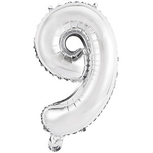 amscan® Folienballon Mini, Zahl 9 silber, 1 St. von amscan®