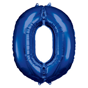 amscan® Folienballon Zahl 0 blau, 1 St. von amscan®