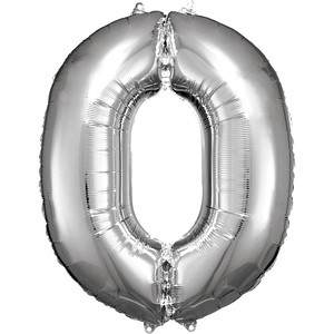 amscan® Folienballon Zahl 0 silber, 1 St. von amscan®