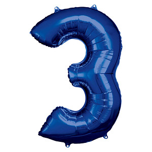 amscan® Folienballon Zahl 3 blau, 1 St. von amscan®