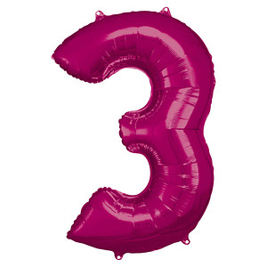 amscan® Folienballon Zahl 3 pink, 1 St. von amscan®