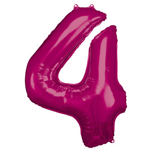 amscan® Folienballon Zahl 4 pink, 1 St. von amscan®