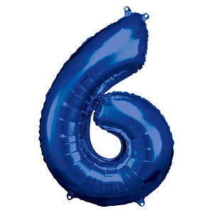 amscan® Folienballon Zahl 6 blau, 1 St. von amscan®