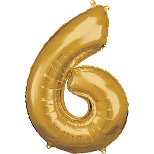 amscan® Folienballon Zahl 6 gold, 1 St. von amscan®