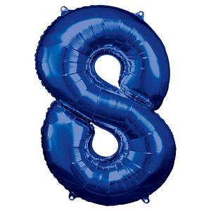 amscan® Folienballon Zahl 8 blau, 1 St. von amscan®