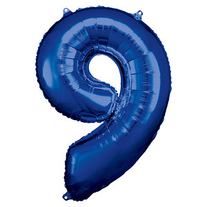 amscan® Folienballon Zahl 9 blau, 1 St. von amscan®