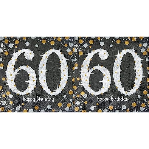 Amscan 511547 - Servietten 60. Geburtstag, 16 Stück, 33 x 33 cm, Happy Birthday, Sparkling Celebration, Gold (Packung mit 2) von amscan
