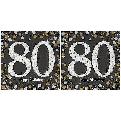 Amscan 511965 - Servietten 80. Geburtstag, 16 Stück, 33 x 33 cm, Happy Birthday, Sparkling Celebration (Packung mit 2) von amscan