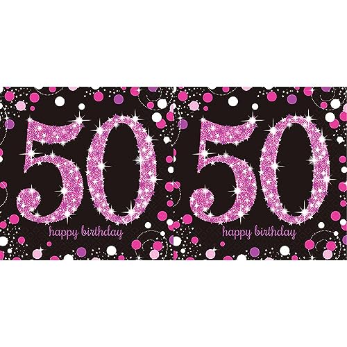 Amscan 9900611 - Servietten 50. Geburtstag, 16 Stück, 33 x 33 cm, Happy Birthday, Sparkling Celebration (Packung mit 2) von amscan