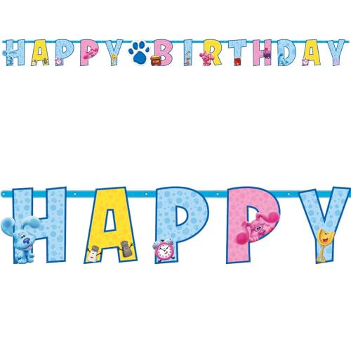 amscan 9913277 Buchstaben-Banner mit Aufschrift Blues Clues, mehrfarbig von amscan