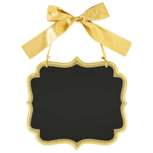 amscan Large Gold Glitter Chalkboard Sign 25cm x 23cm x 0.7cm - 1 Pc Kreidetafel mit Glitzer, groß, 25 x 23 x 0,7 cm, goldfarben, Holz von amscan
