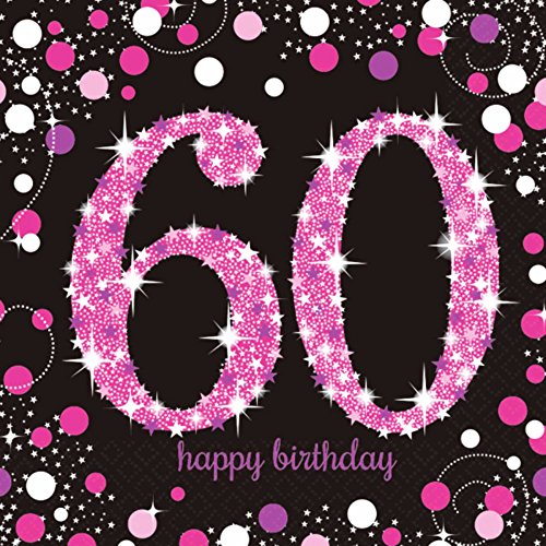 Pink Sparkling Celebration 60th Luncheon Napkins 33cm /16 von amscan