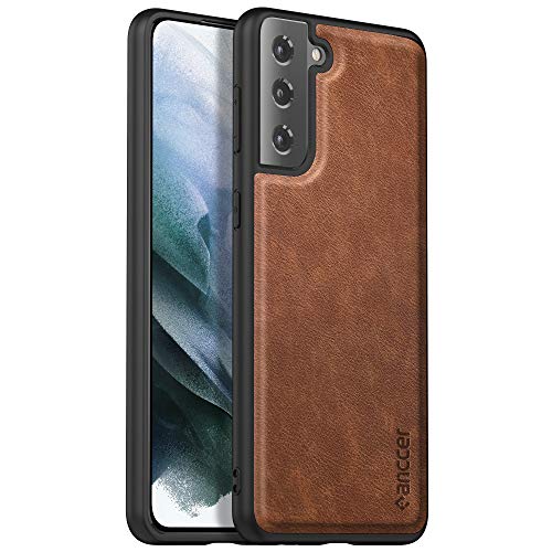 anccer Kompatibel für Samsung Galaxy S21 Plus Hülle, [Ultradünn] [Anti-Fall] Weiche TPU Ledertasche Premium Material Slim Cover für Samsung Galaxy S21 Plus (Retro Brown) von anccer