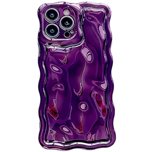 anccer Schutzhülle für iPhone 14 Pro, buntes Retro-Ölgemälde, Blume, glänzend, Wasserwellen-Rand, stilvoll, langlebig, für Mädchen und Frauen (Lila, iPhone 14 Pro) von anccer