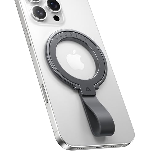 andobil [2025 Unübertroffene Stabilität] Magnetischer Handy-Griff für MagSafe-Ringständer, Ständer, kompatibel mit MagSafe-Zubehör für iPhone 16 Pro Max Plus, iPhone 15/14/13/12 und Android, SpaceGrey von andobil