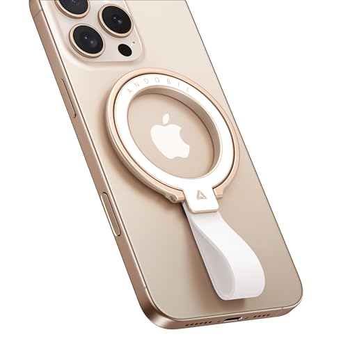 andobil [2025 Unübertroffene Stabilität] Magnetischer Handy-Griff für MagSafe-Ringständer, kompatibel mit MagSafe-Zubehör für iPhone 16 Pro Max Plus, iPhone 15/14/13/12 und Android, Roségold von andobil