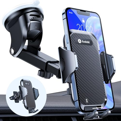 andobil Handyhalterung Auto [ 2024 Neueste Saugnapf ] 3 in 1 Saugnapf & Lüftung Halter Universale KFZ Autohalterung Zubehör für iPhone 15 Pro Max 14 13 12 11 Samsung Galaxy S24 Ultra S23 S22 Usw von andobil