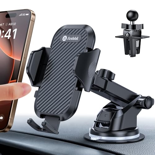 andobil Handyhalterung Auto [ 2024 Neueste Saugnapf ] 3 in 1 Saugnapf & Lüftung Halter Universale KFZ Autohalterung Zubehör für iPhone 15 Pro Max 14 13 12 11 Samsung Galaxy S24 Ultra S23 S22 Usw von andobil