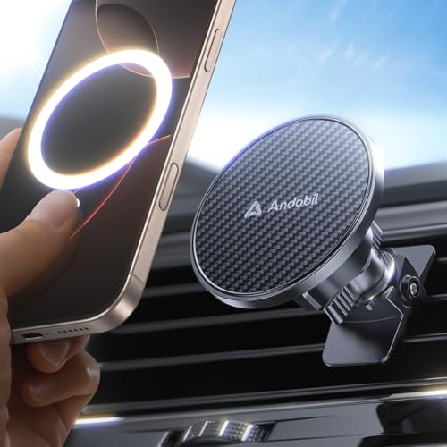 andobil Handyhalterung Auto für MagSafe Autohalterung Lüftung[2025 Neueste Magnetfaserplatte] Magnet KFZ Handy Halterung [20xN55 Stärkste Magnete]für iPhone 16/15/14/13/12 Pro Max Plus Samsung Usw von andobil