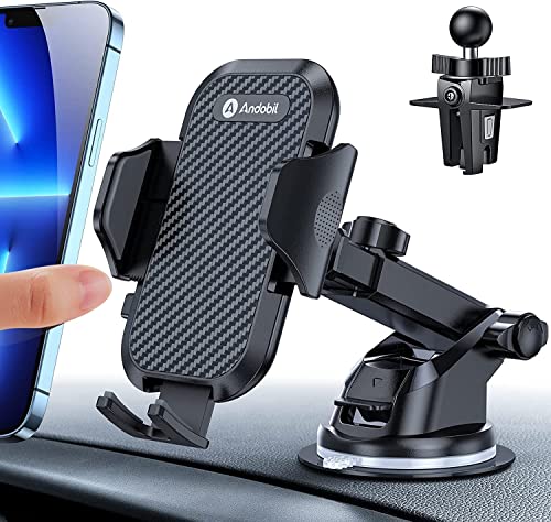 andobil Handyhalterung fürs Auto, [3-in-1][stabiler], Handyhalterung mit Clip und Saugnapf, 360 ° drehbar, Einhandbedienung für alle Telefone (iPhone 14), Auto, GPS von andobil