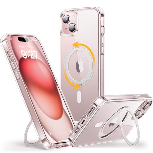 andobil Upgrade für iPhone 15 Hülle für MagSafe [Doppelseitiger Magnetring] 360° Drehbar Unsichtbarem Ständer,Schutzhülle Anti-Kratzen Dünn Handyhülle für iPhone 15 Case-Ultra Transparent von andobil