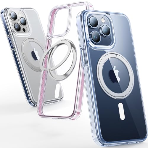 andobil Upgrade für iPhone 15 Pro Max Hülle für MagSafe (5 in 1) mit 360° Drehbar Unsichtbarem Ständer [Stoßfest/Nie Gelb] Anti-Kratzt Dünne Handyhülle für iPhone 15 Pro Max Case - Ultra Transparent von andobil
