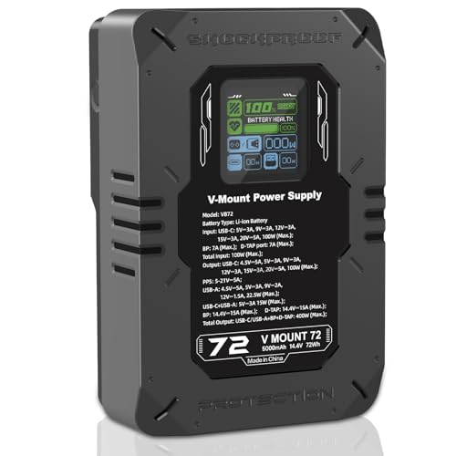 Anegine V Mount Akku mit LCD-Bildschirm 14.4V 5000mAh 72Wh Mini V Mount/Lock Akku mit PD 100W USB-C Schnellladung mit USB-A BP D-TAP Ports für Camcorder Kamera LED-Licht Video Monitor Anegine V Mount Akku mit LCD-Bildschirm 14.4V 5000mAh 72Wh Mini V Mount/Lock Akku mit PD 100W USB-C Schnellladung mit USB-A BP D-TAP Ports für Camcorder Kamera LED-Licht Video Monitor von anegine